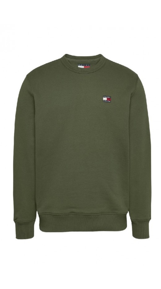 TOMMY JEANS REG BADGE CREW EXT  ΜΠΛΟΥΖΑ ΦΟΥΤΕΡ ΑΝΔΡΙΚΟ KHAKI