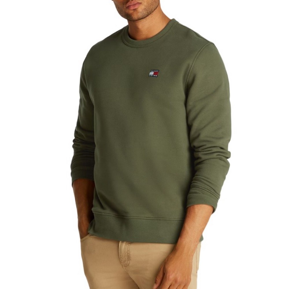 TOMMY JEANS REG BADGE CREW EXT  ΜΠΛΟΥΖΑ ΦΟΥΤΕΡ ΑΝΔΡΙΚΟ KHAKI