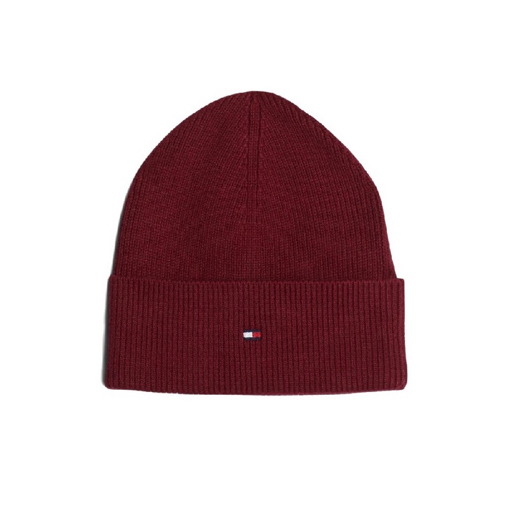 TOMMY HILFIGER ESSENTIAL FLAG BEANIE ΣΚΟΥΦΟΣ ΓΥΝΑΙΚΕΙΟΣ BORDEAUX