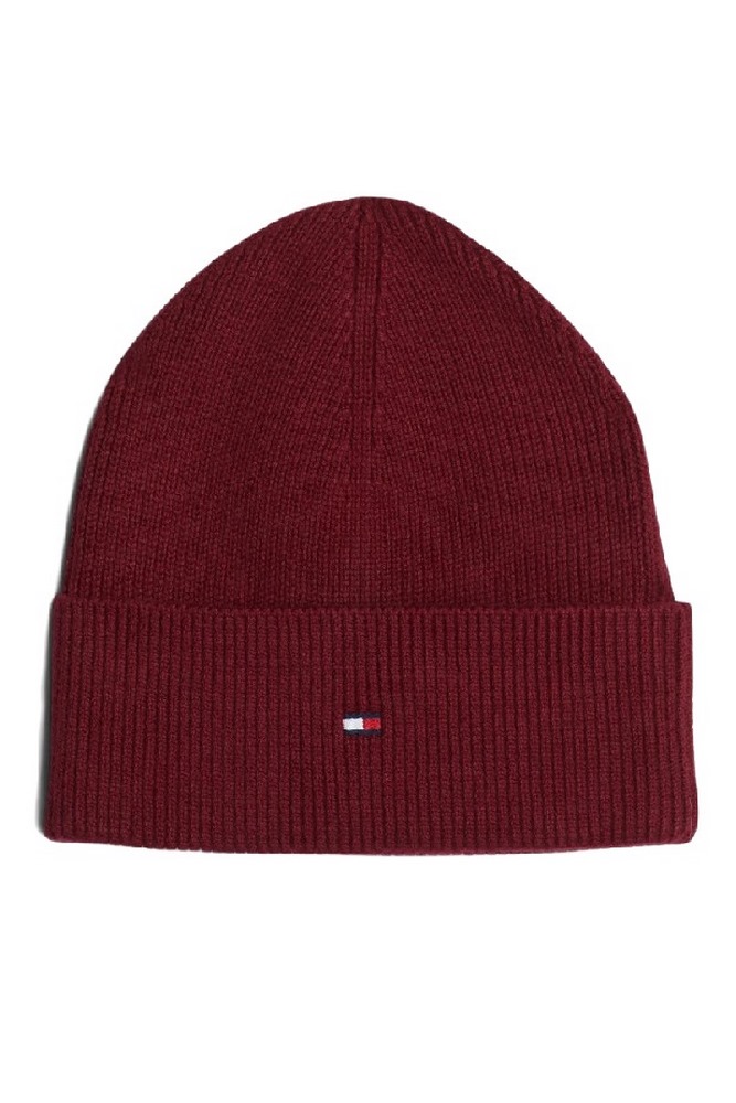 TOMMY HILFIGER ESSENTIAL FLAG BEANIE ΣΚΟΥΦΟΣ ΓΥΝΑΙΚΕΙΟΣ BORDEAUX