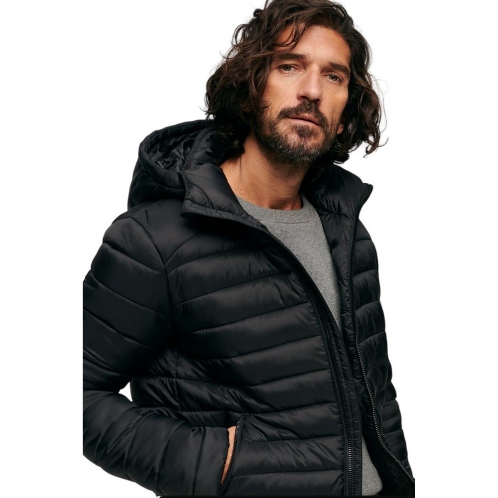 SUPERDRY D3 SDCD HOODED FUJI SPORT PADDED JKT ΜΠΟΥΦΑΝ ΑΝΔΡΙΚΟ BLACK