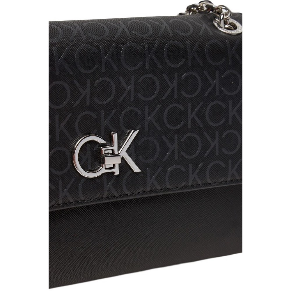 CALVIN KLEIN RE-LOCK CONV SHOULDER BAG MONO ΤΣΑΝΤΑ ΓΥΝΑΙΚΕΙΑ BLACK