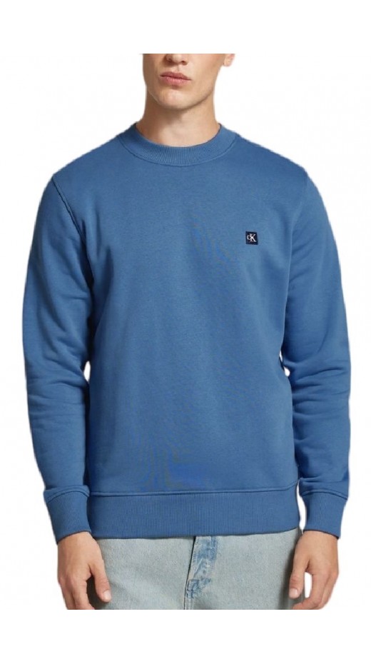 CALVIN KLEIN JEANS CK EMBRO BADGE CREW NECK ΦΟΥΤΕΡ ΜΠΛΟΥΖΑ ΑΝΔΡΙΚΗ BLUE