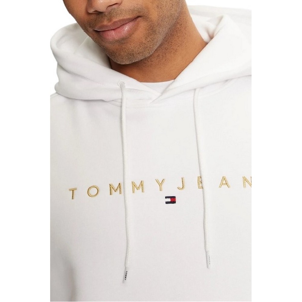 TOMMY JEANS  REG LINEAR GOLD HOOD EXT ΦΟΥΤΕΡ ΑΝΔΡΙΚΟ WHITE