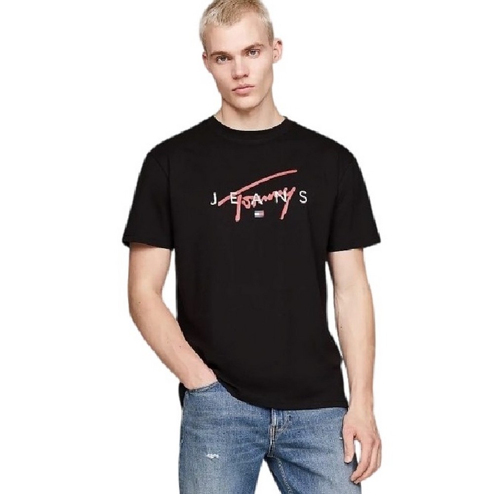 TOMMY HILFIGER REG SIGNATURE TWIST TEE T-SHIRT ΜΠΛΟΥΖΑ ΑΝΔΡΙΚΗ BLACK