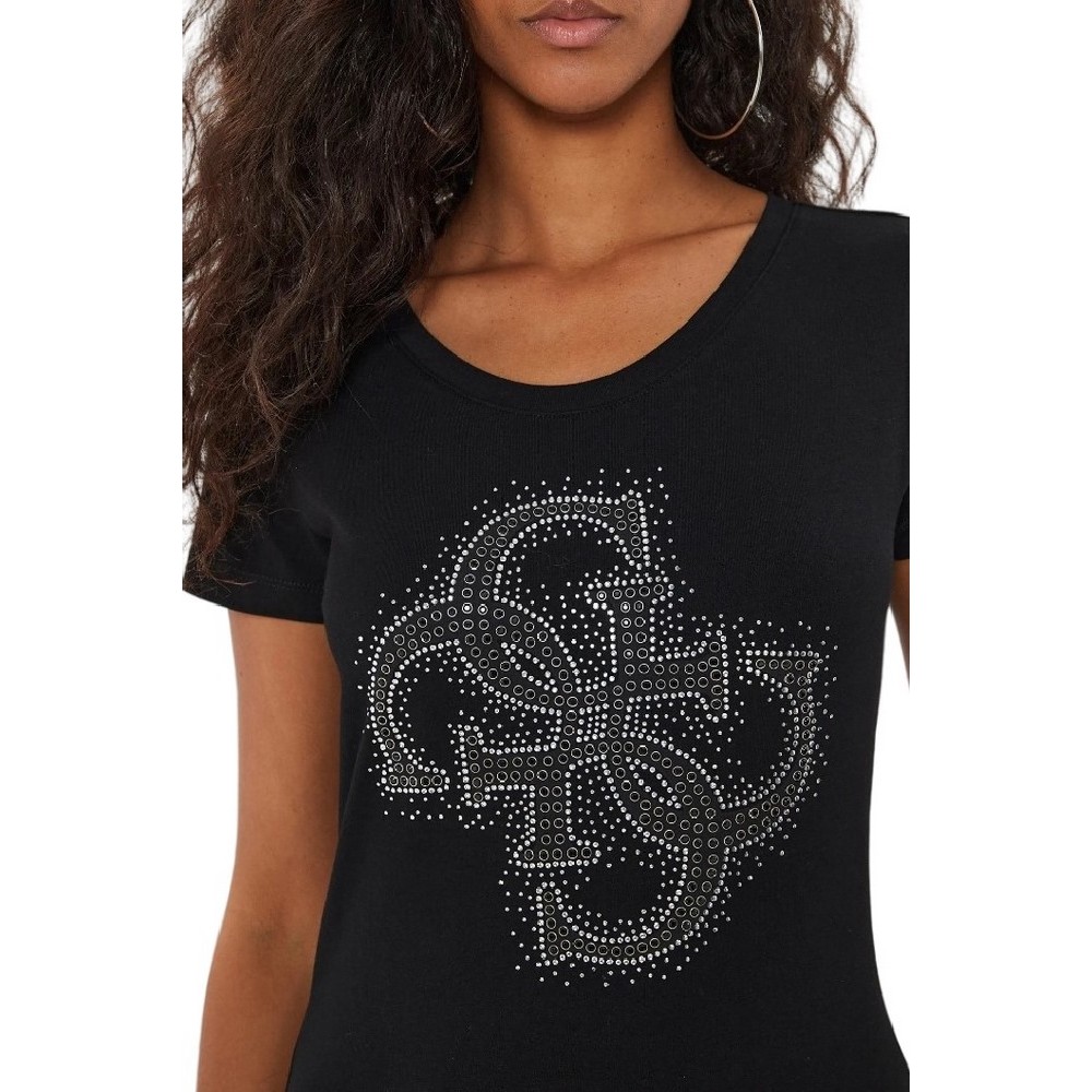 GUESS RN 4G LOGO TEE T-SHIRT ΜΠΛΟΥΖΑ ΓΥΝΑΙΚΕΙΑ BLACK