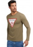 GUESS CN LS ORIGINAL LOGO TEE ΜΠΛΟΥΖΑ ΑΝΔΡΙΚΗ KHAKI