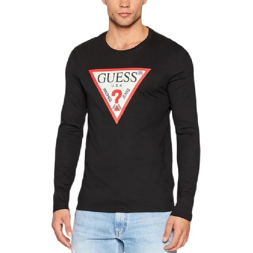 GUESS CN LS ORIGINAL LOGO TEE ΜΠΛΟΥΖΑ ΑΝΔΡΙΚΗ BLACK