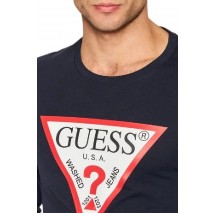 GUESS CN LS ORIGINAL LOGO TEE ΜΠΛΟΥΖΑ ΑΝΔΡΙΚΗ NAVY