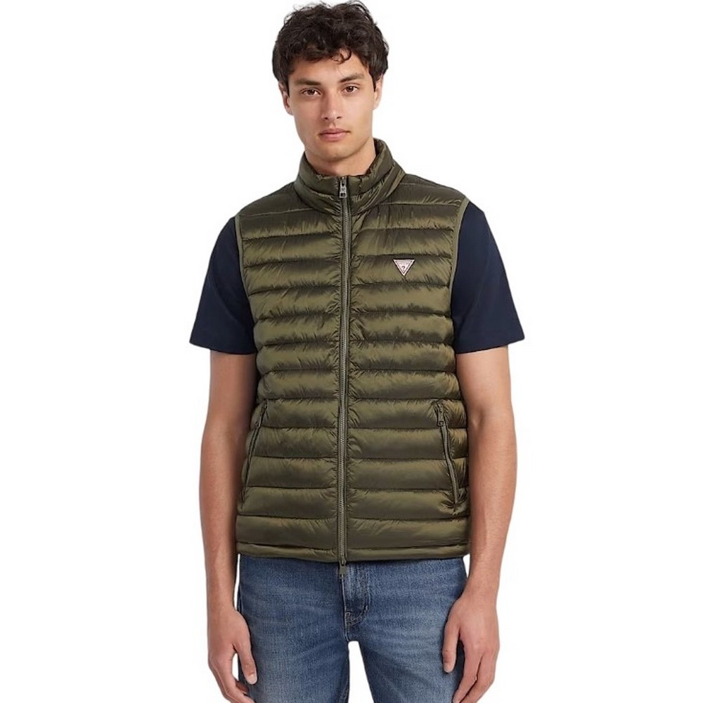 GUESS JEANS HOODED PUFFER VEST ΓΙΛΕΚΟ ΜΠΟΥΦΑΝ ΑΝΔΡΙΚΟ GREEN