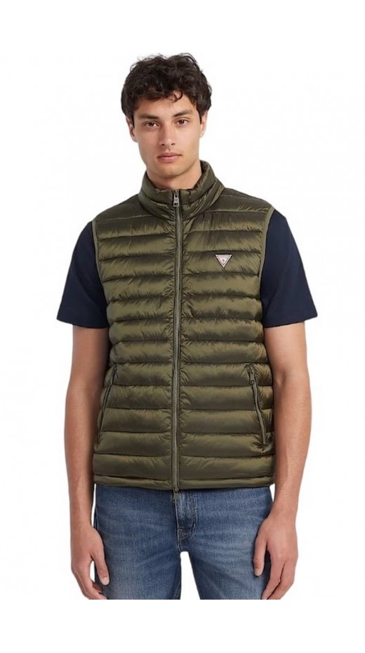 GUESS JEANS HOODED PUFFER VEST ΓΙΛΕΚΟ ΜΠΟΥΦΑΝ ΑΝΔΡΙΚΟ GREEN