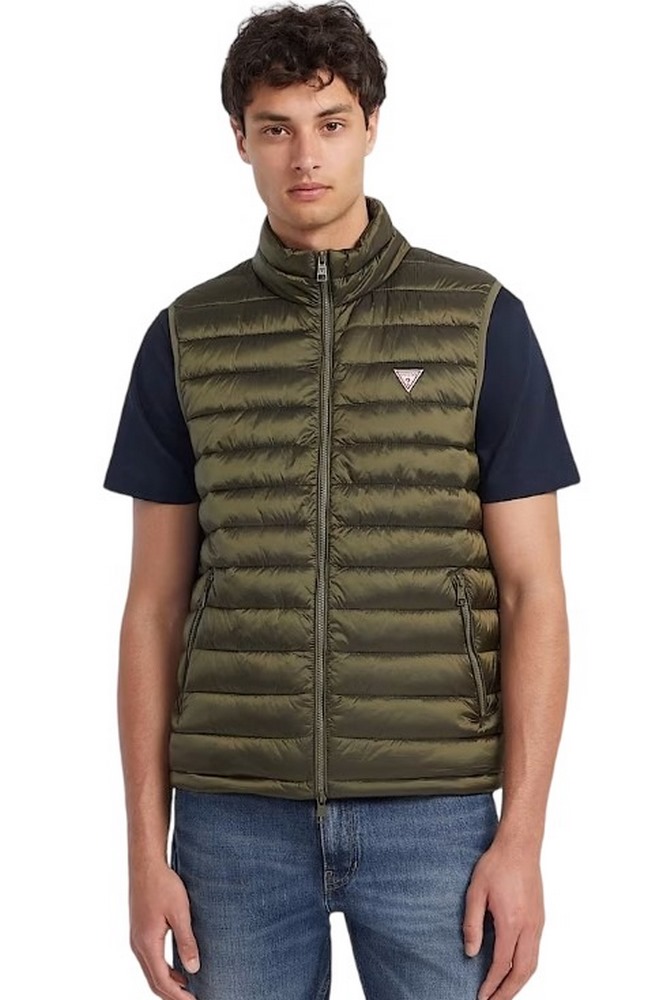 GUESS JEANS HOODED PUFFER VEST ΓΙΛΕΚΟ ΜΠΟΥΦΑΝ ΑΝΔΡΙΚΟ GREEN