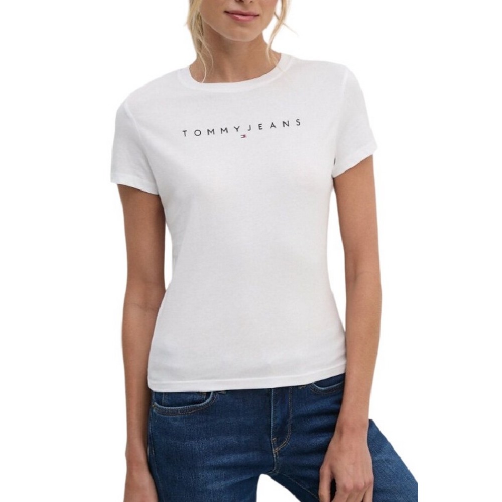 TOMMY JEANS SLIM LINEAR TEE EXT T-SHIRT ΜΠΛΟΥΖΑ ΓΥΝΑΙΚΕΙΑ WHITE