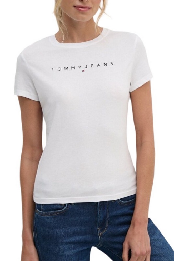 TOMMY JEANS SLIM LINEAR TEE EXT T-SHIRT ΜΠΛΟΥΖΑ ΓΥΝΑΙΚΕΙΑ WHITE