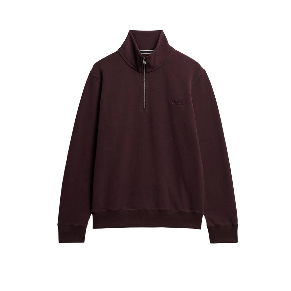 SUPERDRY D1 OVIN ESSENTIAL LOGO HENLEY ΦΟΥΤΕΡ ΜΠΛΟΥΖΑ ΑΝΔΡΙΚΗ BURGUNDY