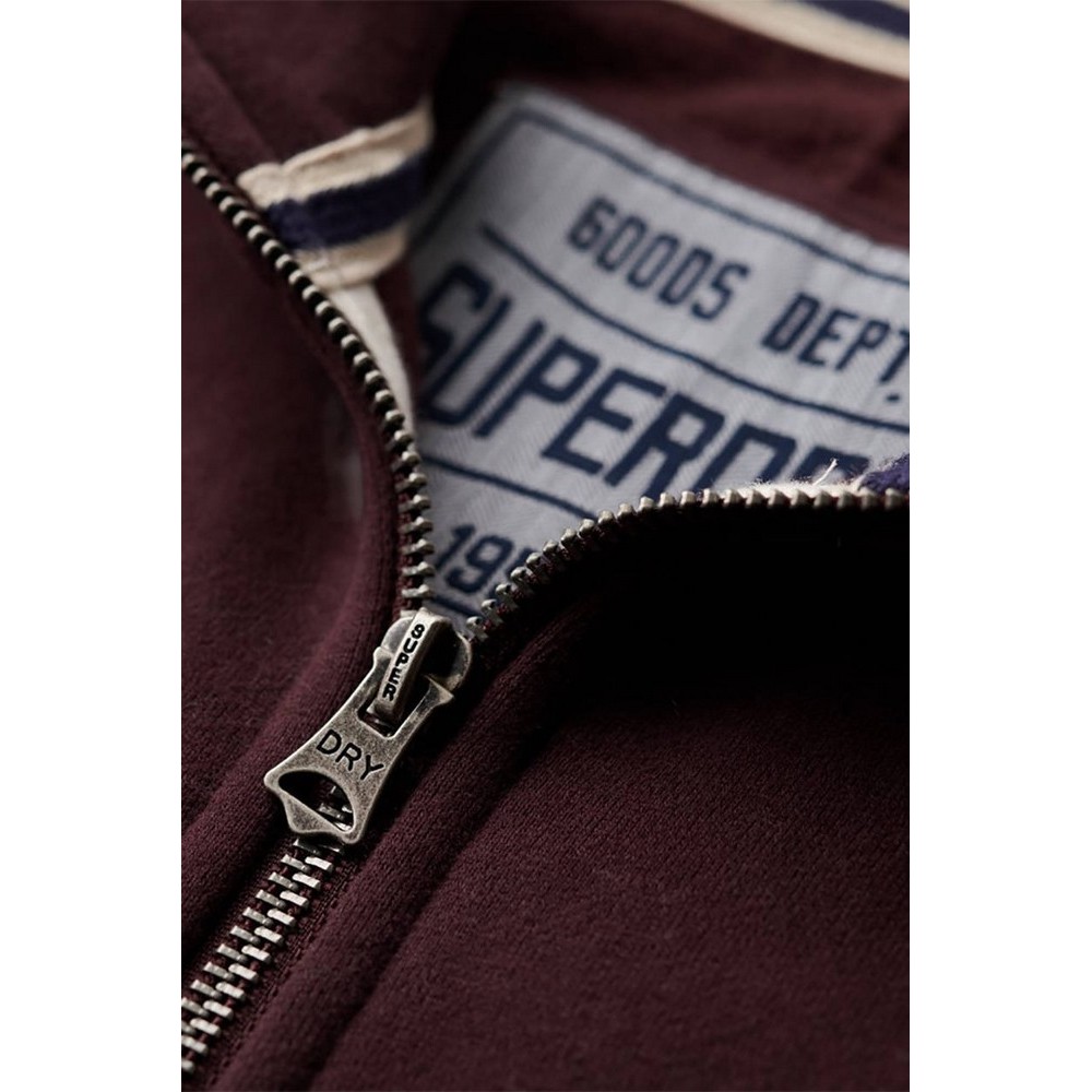 SUPERDRY D1 OVIN ESSENTIAL LOGO HENLEY ΦΟΥΤΕΡ ΜΠΛΟΥΖΑ ΑΝΔΡΙΚΗ BURGUNDY