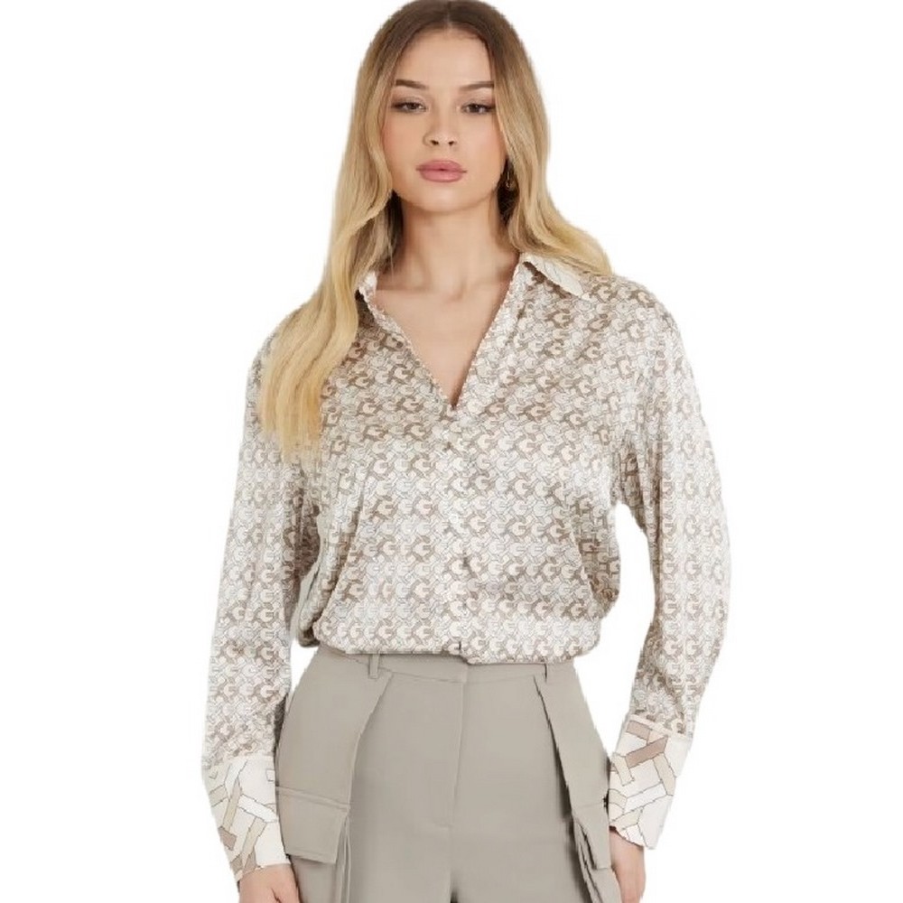 GUESS LS ALEXANDRA SHIRT ΠΟΥΚΑΜΙΣΟ ΓΥΝΑΙΚΕΙΟ BEIGE