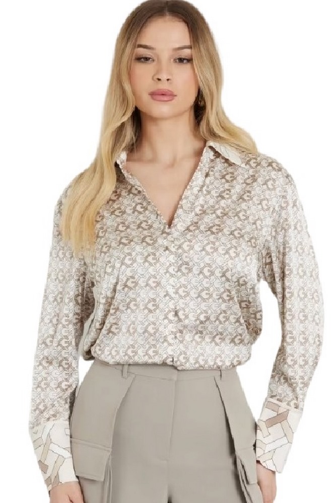 GUESS LS ALEXANDRA SHIRT ΠΟΥΚΑΜΙΣΟ ΓΥΝΑΙΚΕΙΟ BEIGE