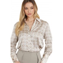 GUESS LS ALEXANDRA SHIRT ΠΟΥΚΑΜΙΣΟ ΓΥΝΑΙΚΕΙΟ BEIGE