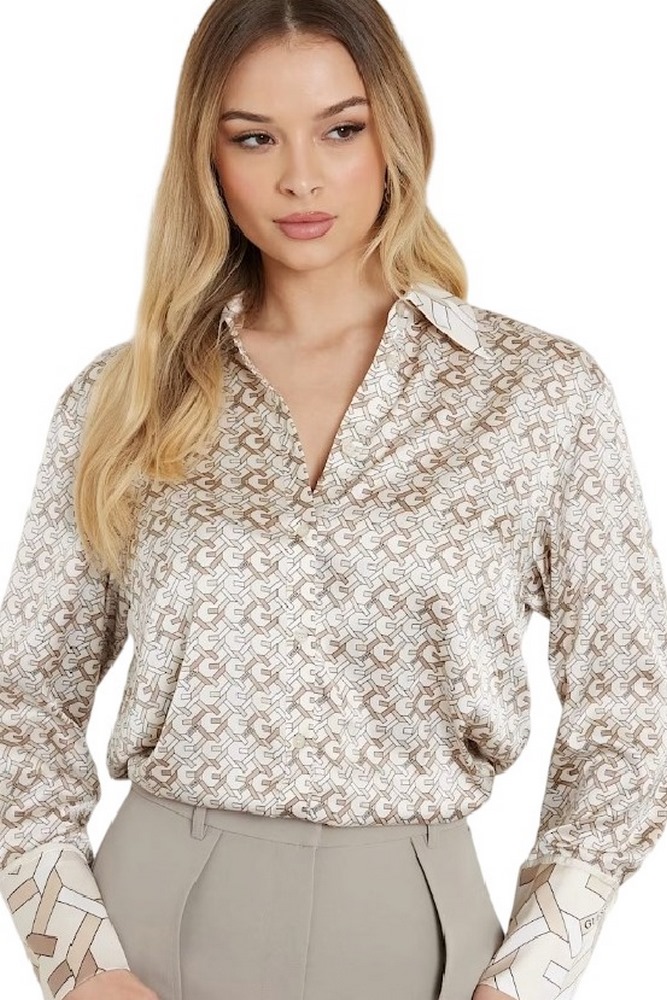 GUESS LS ALEXANDRA SHIRT ΠΟΥΚΑΜΙΣΟ ΓΥΝΑΙΚΕΙΟ BEIGE