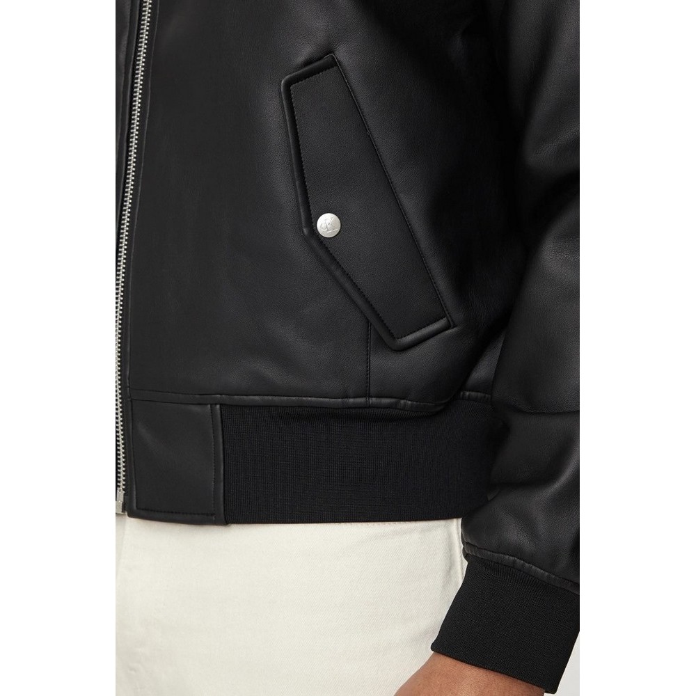 CALVIN KLEIN JEANS FAUX LEATHER BOMBER ΜΠΟΥΦΑΝ ΑΝΔΡΙΚΟ BLACK