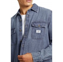 GUESS JEANS REGULAR LS DENIM ΠΟΥΚΑΜΙΣΟ ΑΝΔΡΙΚΟ BLUΕ DENIM