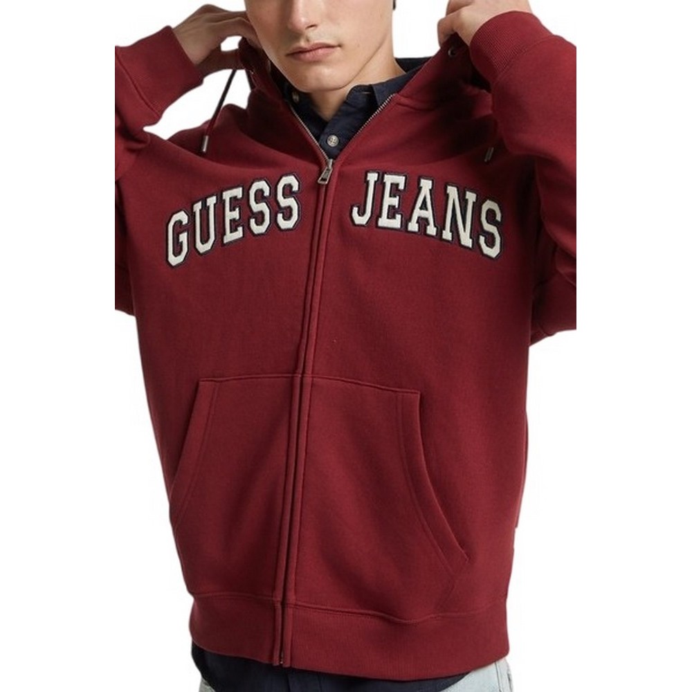 GUESS JEANS ZIP HOOD REG PATC ΖΑΚΕΤΑ ΦΟΥΤΕΡ ΑΝΔΡΙΚΗ BORDEAUX