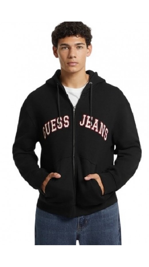 GUESS JEANS ZIP HOOD REG PATC ΖΑΚΕΤΑ ΦΟΥΤΕΡ ΑΝΔΡΙΚΗ BLACK