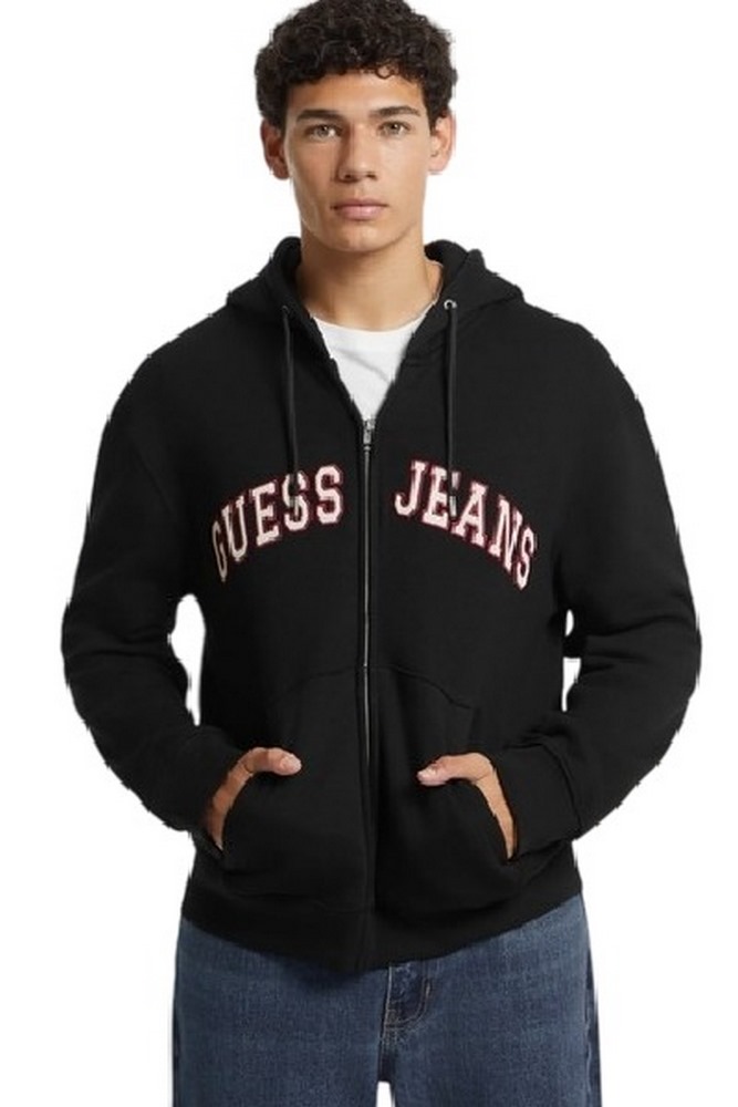 GUESS JEANS ZIP HOOD REG PATC ΖΑΚΕΤΑ ΦΟΥΤΕΡ ΑΝΔΡΙΚΗ BLACK