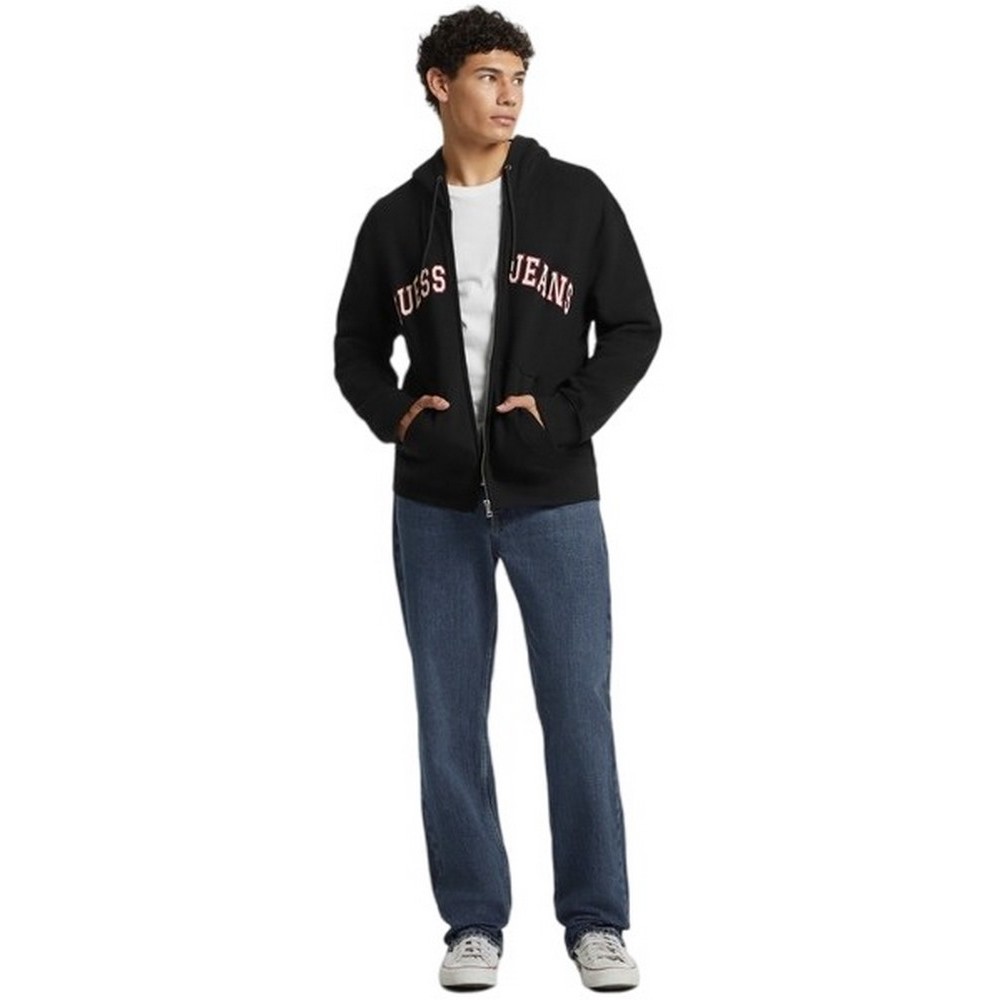 GUESS JEANS ZIP HOOD REG PATC ΖΑΚΕΤΑ ΦΟΥΤΕΡ ΑΝΔΡΙΚΗ BLACK