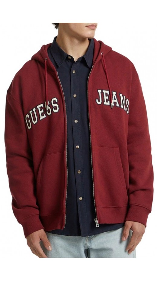 GUESS JEANS ZIP HOOD REG PATC ΖΑΚΕΤΑ ΦΟΥΤΕΡ ΑΝΔΡΙΚΗ BORDEAUX