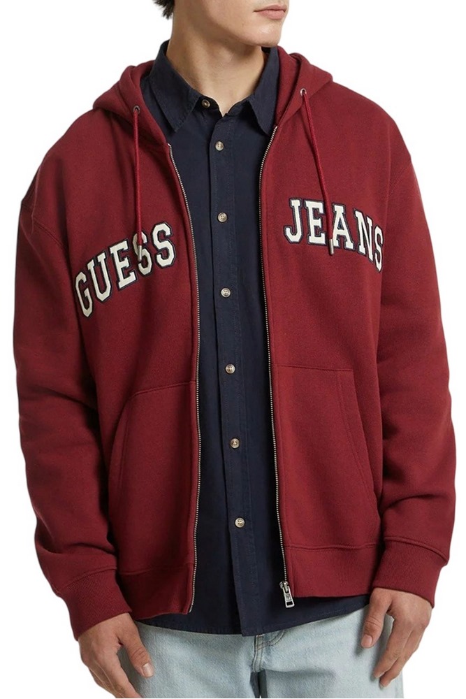 GUESS JEANS ZIP HOOD REG PATC ΖΑΚΕΤΑ ΦΟΥΤΕΡ ΑΝΔΡΙΚΗ BORDEAUX