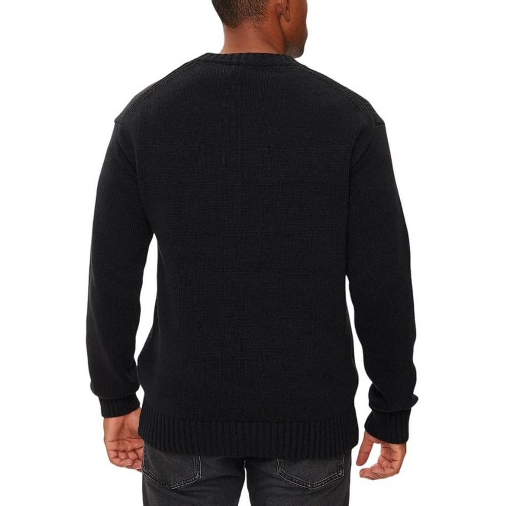 CALVIN KLEIN JEANS CHENILLE MONOLOGO SWEATER ΜΠΛΟΥΖΑ ΠΛΕΚΤΗ ΑΝΔΡΙΚΗ BLACK