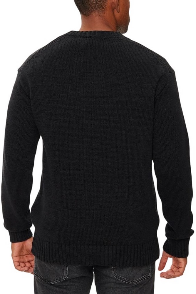 CALVIN KLEIN JEANS CHENILLE MONOLOGO SWEATER ΜΠΛΟΥΖΑ ΠΛΕΚΤΗ ΑΝΔΡΙΚΗ BLACK