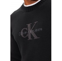 CALVIN KLEIN JEANS CHENILLE MONOLOGO SWEATER ΜΠΛΟΥΖΑ ΠΛΕΚΤΗ ΑΝΔΡΙΚΗ BLACK