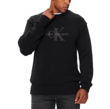 CALVIN KLEIN JEANS CHENILLE MONOLOGO SWEATER ΜΠΛΟΥΖΑ ΠΛΕΚΤΗ ΑΝΔΡΙΚΗ BLACK