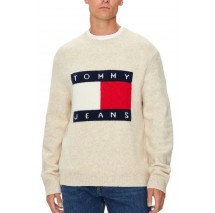 TOMMY HILFIGER REG MELANGE FLAG SWEATER ΜΠΛΟΥΖΑ ΠΛΕΚΤΗ ΑΝΔΡΙΚΗ ECRU