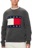 TOMMY HILFIGER REG MELANGE FLAG SWEATER ΜΠΛΟΥΖΑ ΠΛΕΚΤΗ ΑΝΔΡΙΚΗ GREY