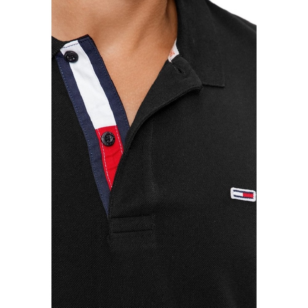 TOMMY HILFIGER TJM SLIM PLACKET POLO T-SHIRT ΜΠΛΟΥΖΑ ΑΝΔΡΙΚΗ BLACK