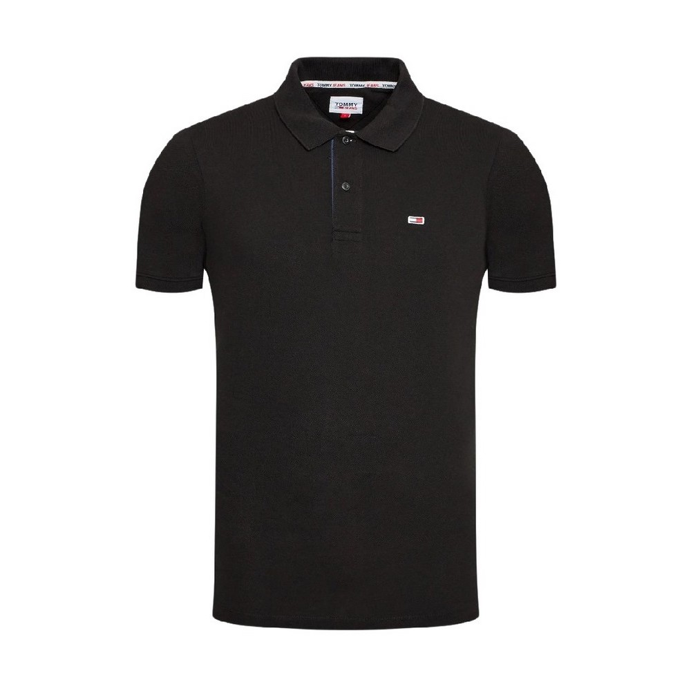 TOMMY HILFIGER TJM SLIM PLACKET POLO T-SHIRT ΜΠΛΟΥΖΑ ΑΝΔΡΙΚΗ BLACK