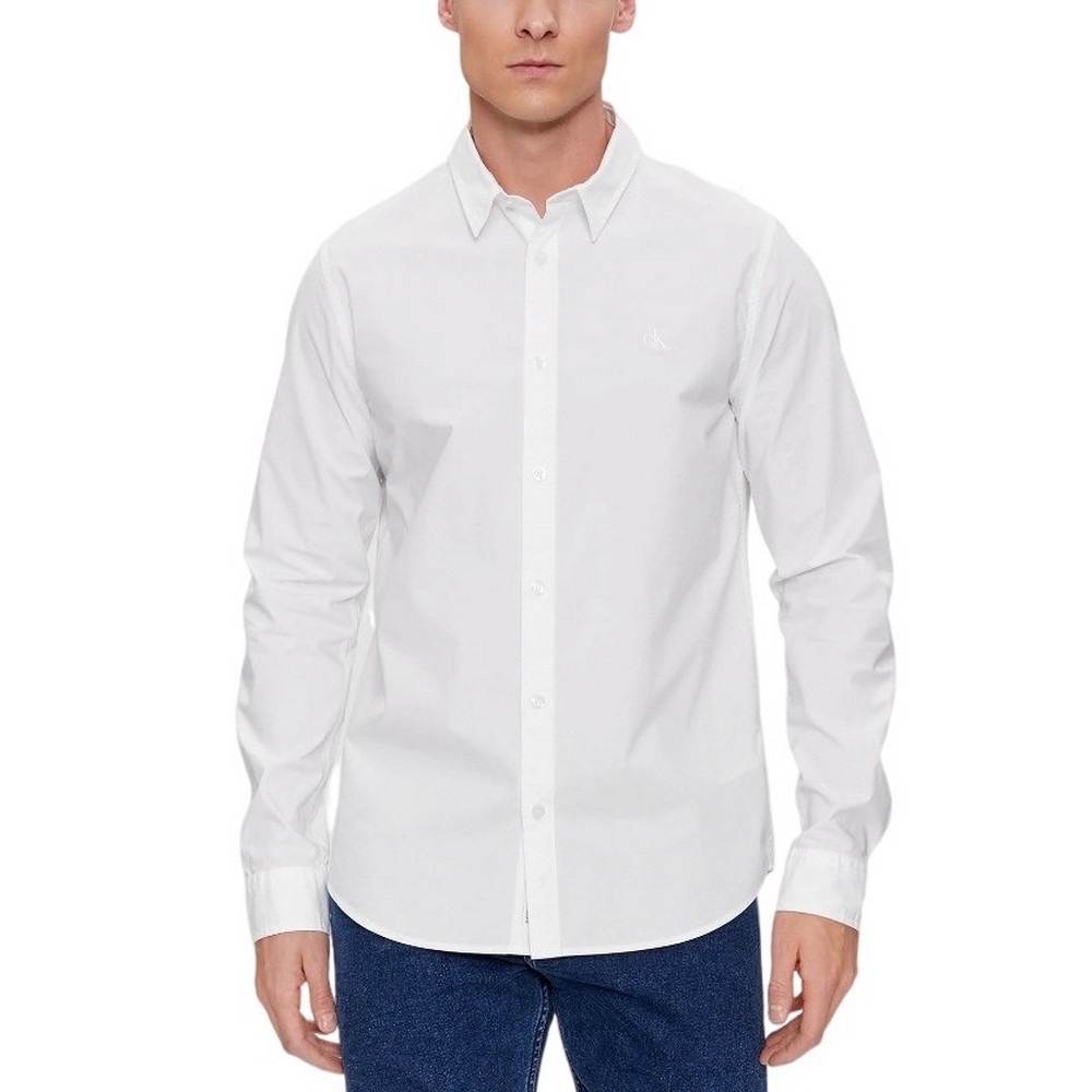 CALVIN KLEIN JEANS SLIM STRETCH SHIRT ΠΟΥΚΑΜΙΣΟ ΑΝΔΡΙΚΟ WHITE