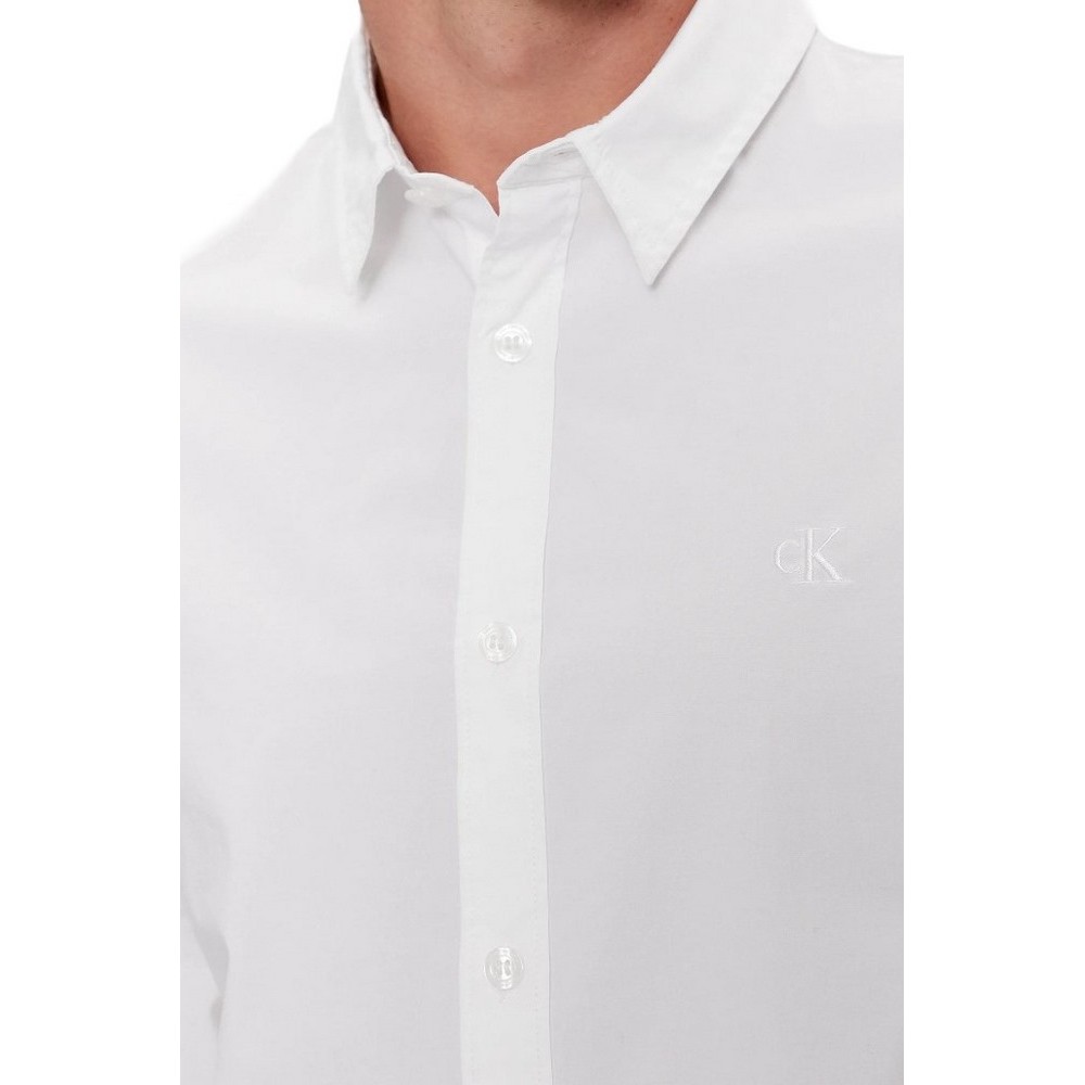 CALVIN KLEIN JEANS SLIM STRETCH SHIRT ΠΟΥΚΑΜΙΣΟ ΑΝΔΡΙΚΟ WHITE