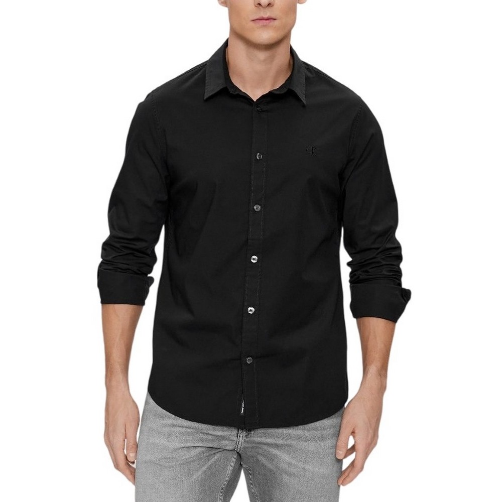 CALVIN KLEIN JEANS SLIM STRETCH SHIRT ΠΟΥΚΑΜΙΣΟ ΑΝΔΡΙΚΟ BLACK