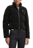 CALVIN KLEIN JEANS SOFT TOUCH SHORT FITTED JACKET ΜΠΟΥΦΑΝ  ΓΥΝΑΙΚΕΙΟ BLACK