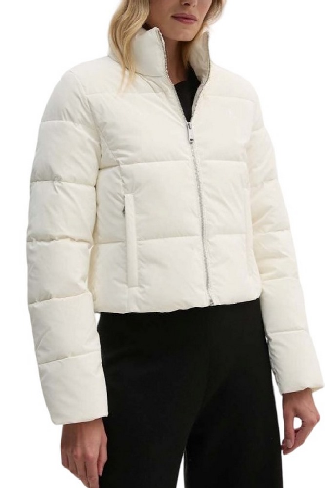 CALVIN KLEIN JEANS SOFT TOUCH SHORT FITTED JACKET ΜΠΟΥΦΑΝ  ΓΥΝΑΙΚΕΙΟ IVORY