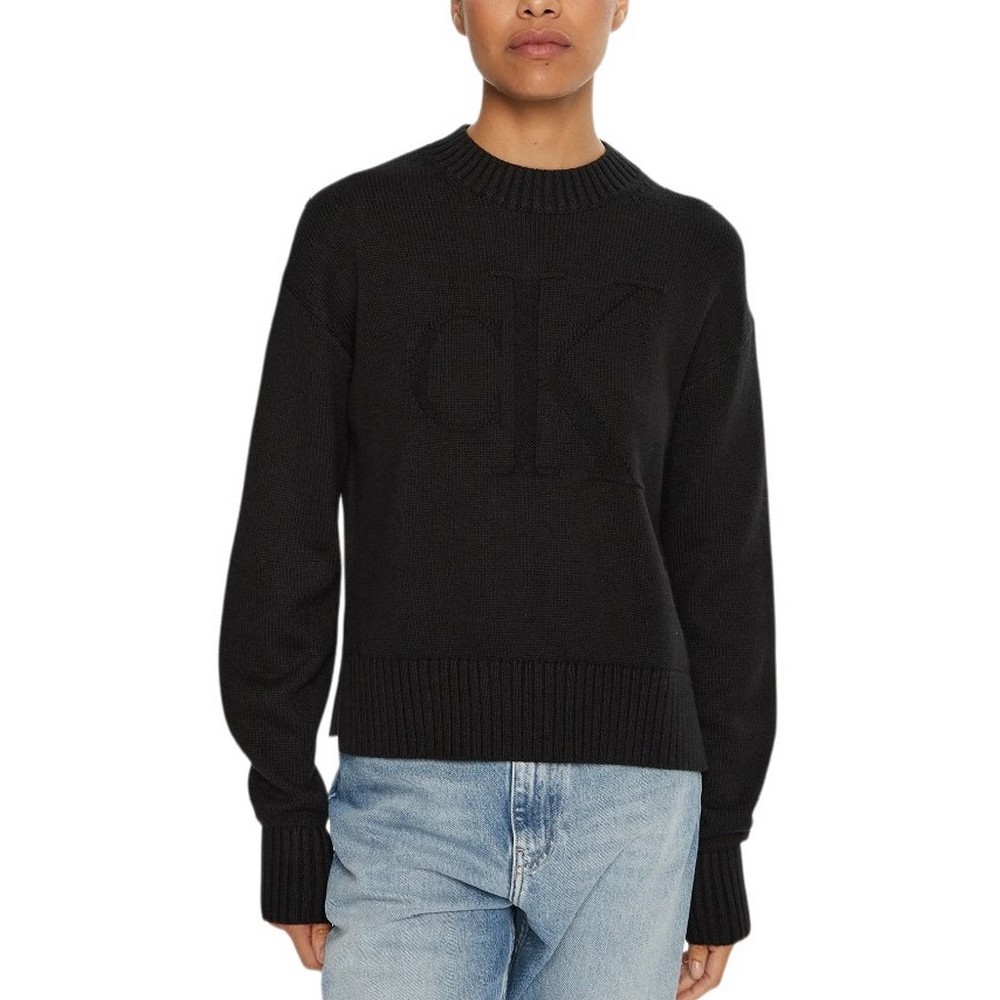 CALVIN KLEIN JEANS INTARSIA LOOSE SWEATER ΜΠΛΟΥΖΑ ΓΥΝΑΙΚΕΙΑ BLACK