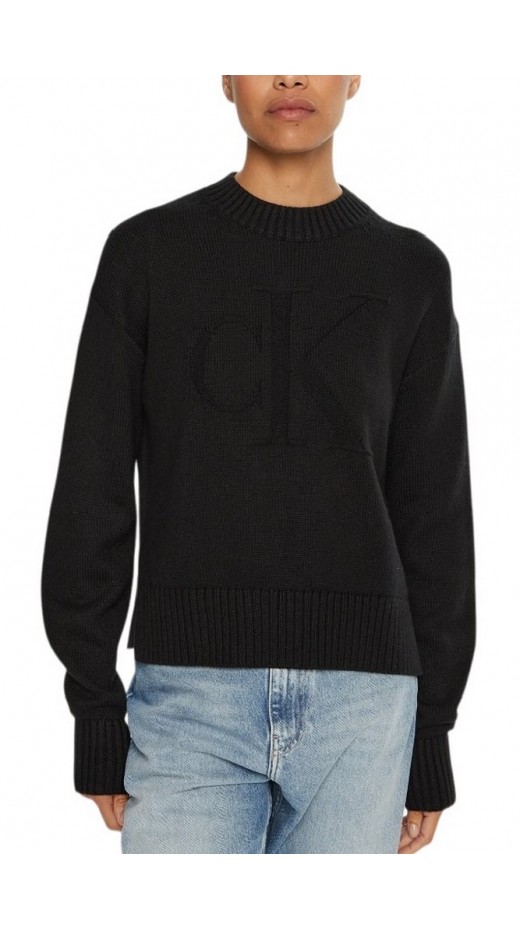 CALVIN KLEIN JEANS INTARSIA LOOSE SWEATER ΜΠΛΟΥΖΑ ΓΥΝΑΙΚΕΙΑ BLACK