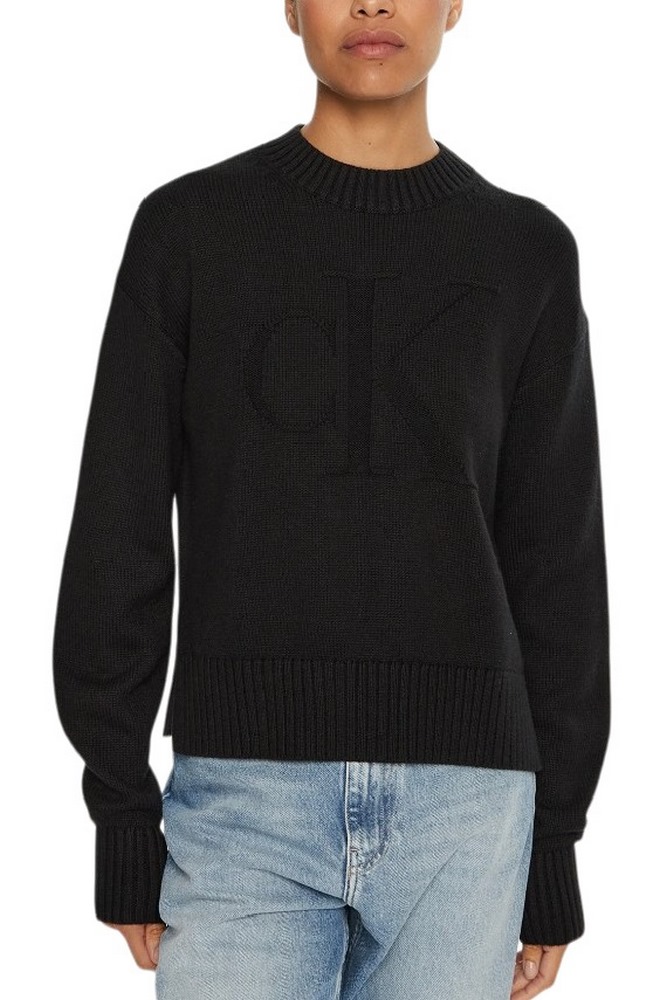 CALVIN KLEIN JEANS INTARSIA LOOSE SWEATER ΜΠΛΟΥΖΑ ΓΥΝΑΙΚΕΙΑ BLACK