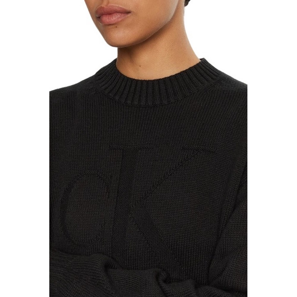 CALVIN KLEIN JEANS INTARSIA LOOSE SWEATER ΜΠΛΟΥΖΑ ΓΥΝΑΙΚΕΙΑ BLACK