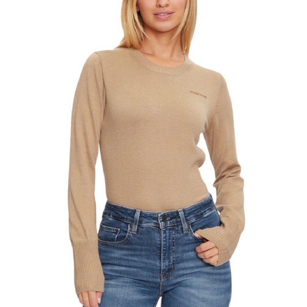 GUESS JEANS REC POLY CHERRY YARN W4BR83Z3HO2 ΜΠΛΟΥΖΑ ΠΛΕΚΤΗ ΓΥΝΑΙΚΕΙΑ BEIGE